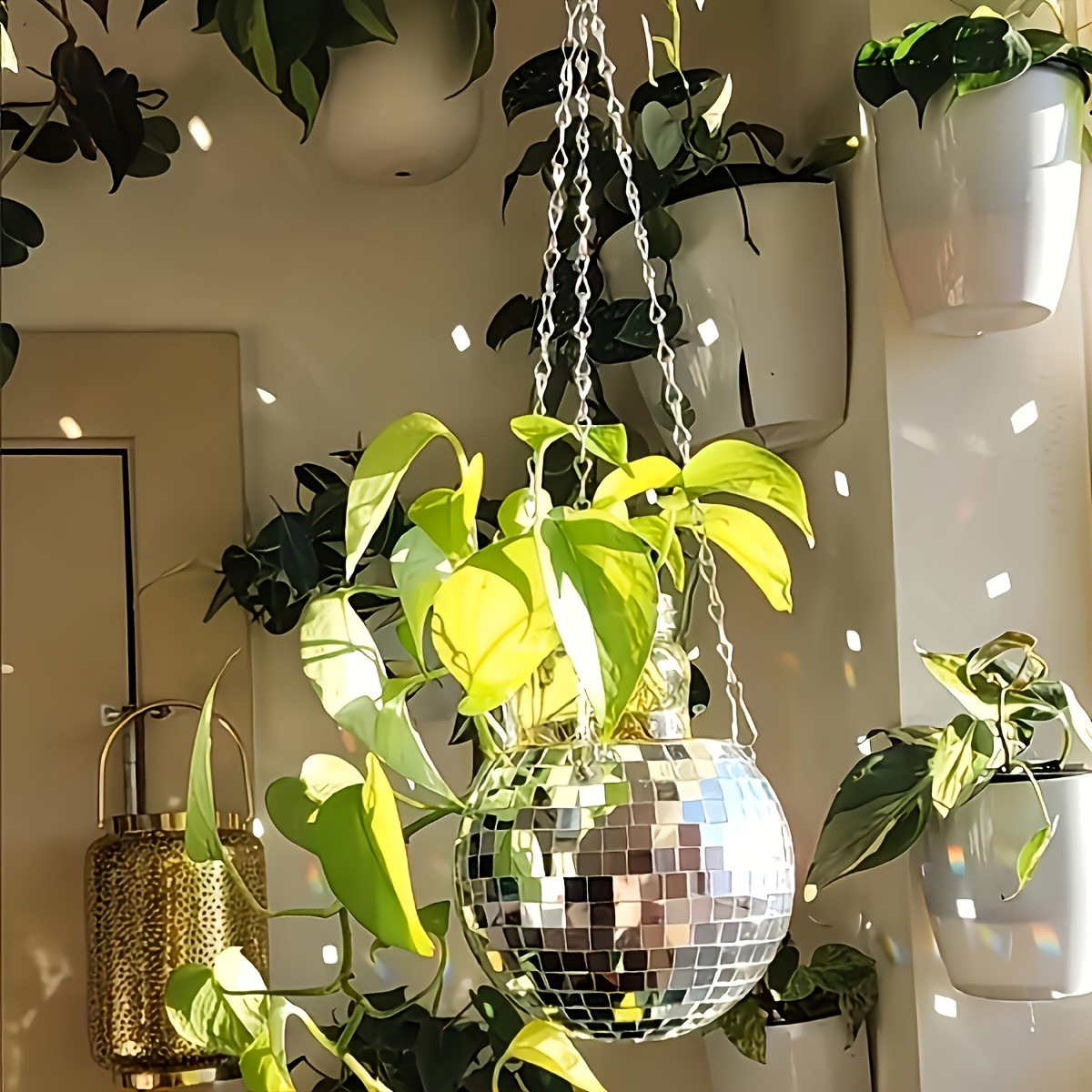 Florist Supply Vases - Disco Mirror Ball Hanging Flower Planter